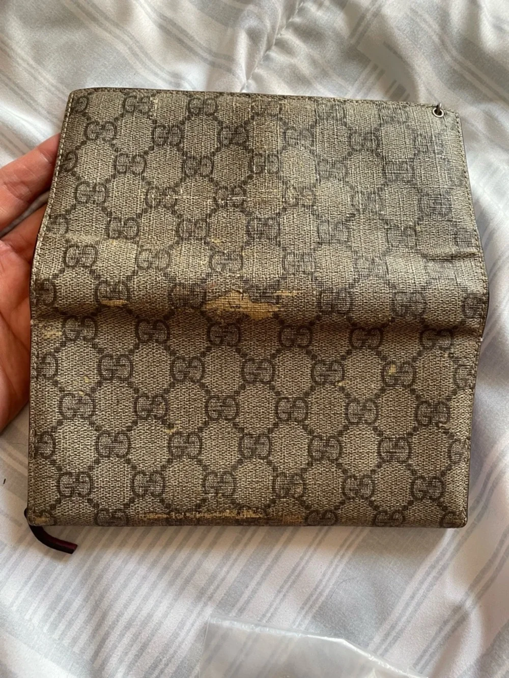 Gucci Brown Monogram Continental Wallet with Gold Charm and Chain - Picture 3 of 9